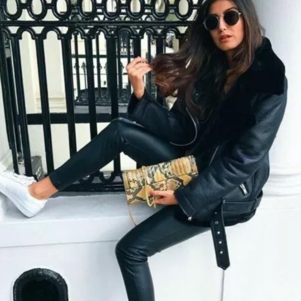 ZARA Woman Shearling Aviator
Biker Coat